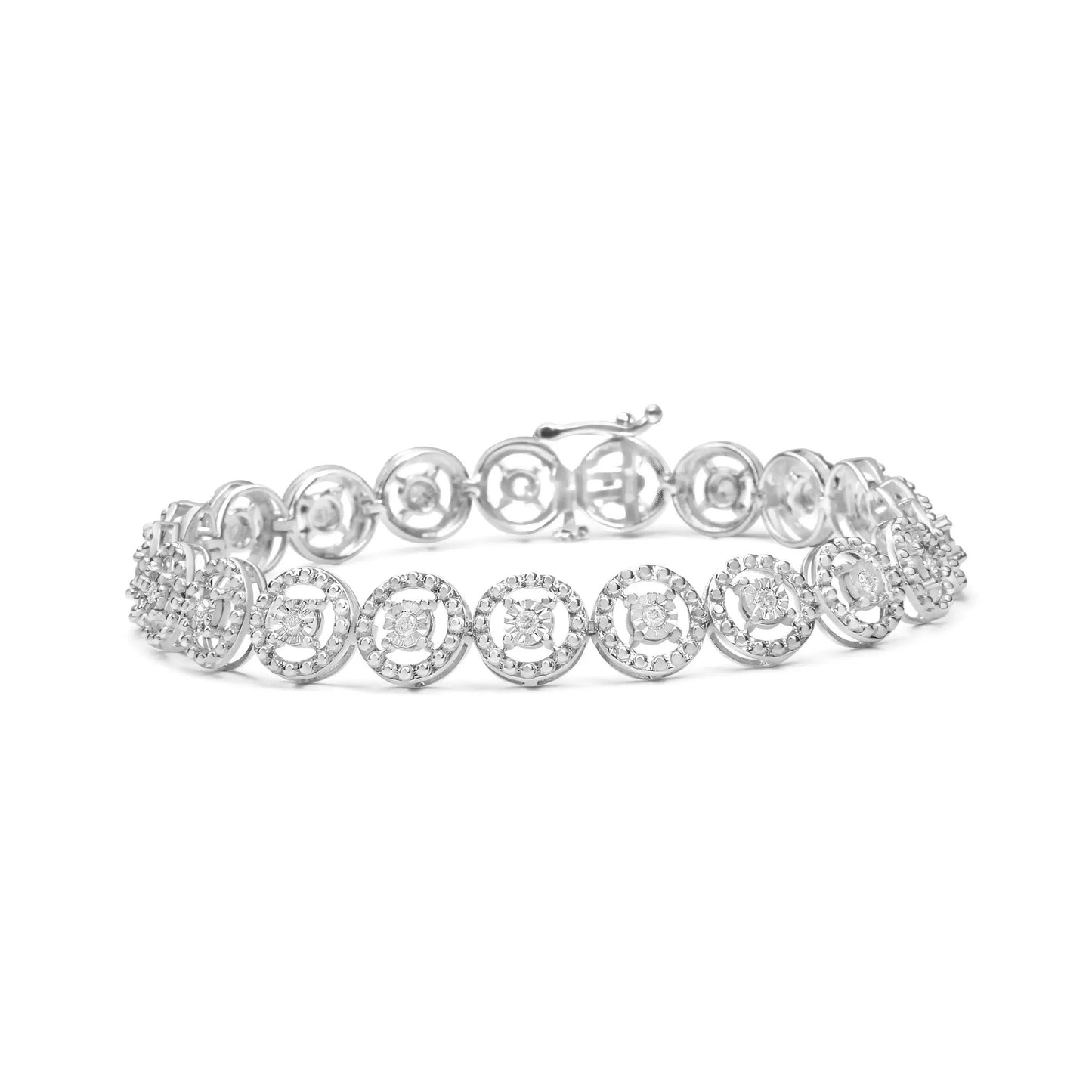 Bracelet .925 sterling silver with 1/2 ct tw diamonds nested circle open wheel links 7 in on Tampa Home & Garden Store