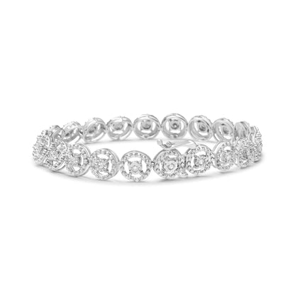 Sterling silver 7in bracelet with open-wheel circle links and diamond accents on Tampa Home & Garden Store