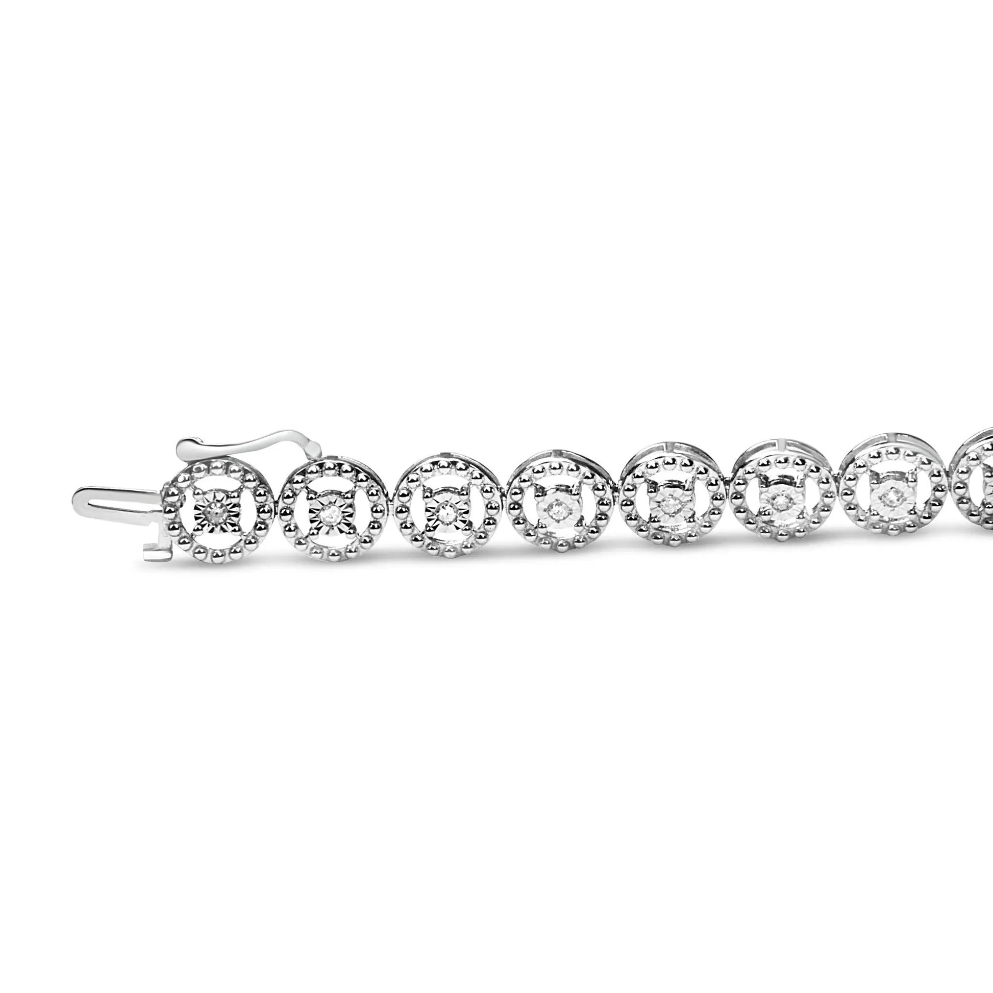 Bracelet .925 Sterling Silver 1/2 Cttw Diamond Nested Circle Open Wheel 7in on Tampa Home & Garden Store
