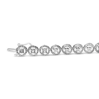 Bracelet .925 Sterling Silver 1/2 Cttw Diamond Nested Circle Open Wheel 7in on Tampa Home & Garden Store