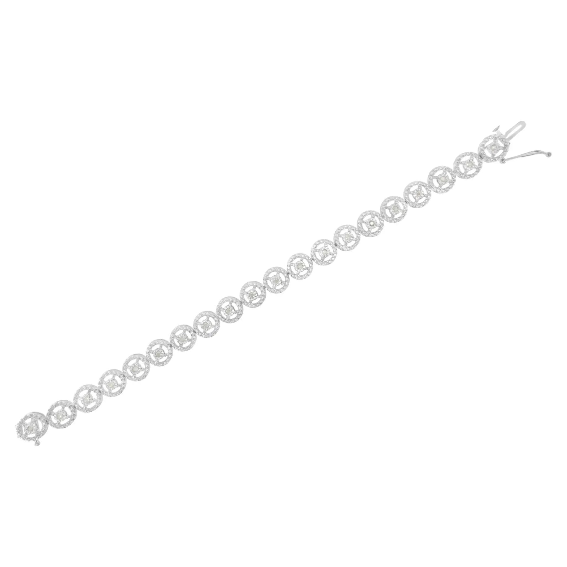 Bracelet .925 sterling silver with 1/2 ct tw diamonds in nested circle open-wheel links on Tampa Home & Garden Store
