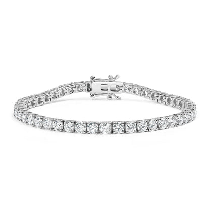 Tennis bracelet 14K white gold lab-grown round diamonds, prong-set, 7.25 in, Bids.com on Tampa Home & Garden Store