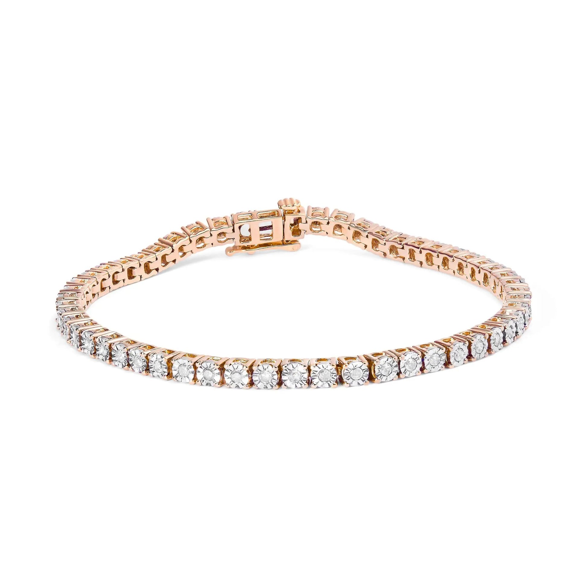 Rose gold tone diamond tennis bracelet with square linked settings and pave diamonds on Tampa Home & Garden Store