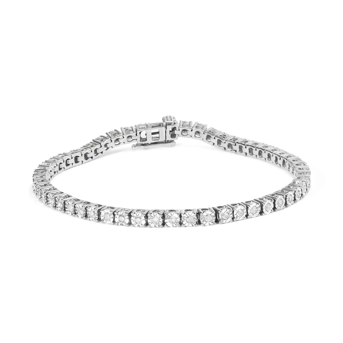 Miracle-Set Diamond Bezel Tennis Bracelet .925 Sterling Silver 1.0 cttw I-J I3 by Bids.com on Tampa Home & Garden Store