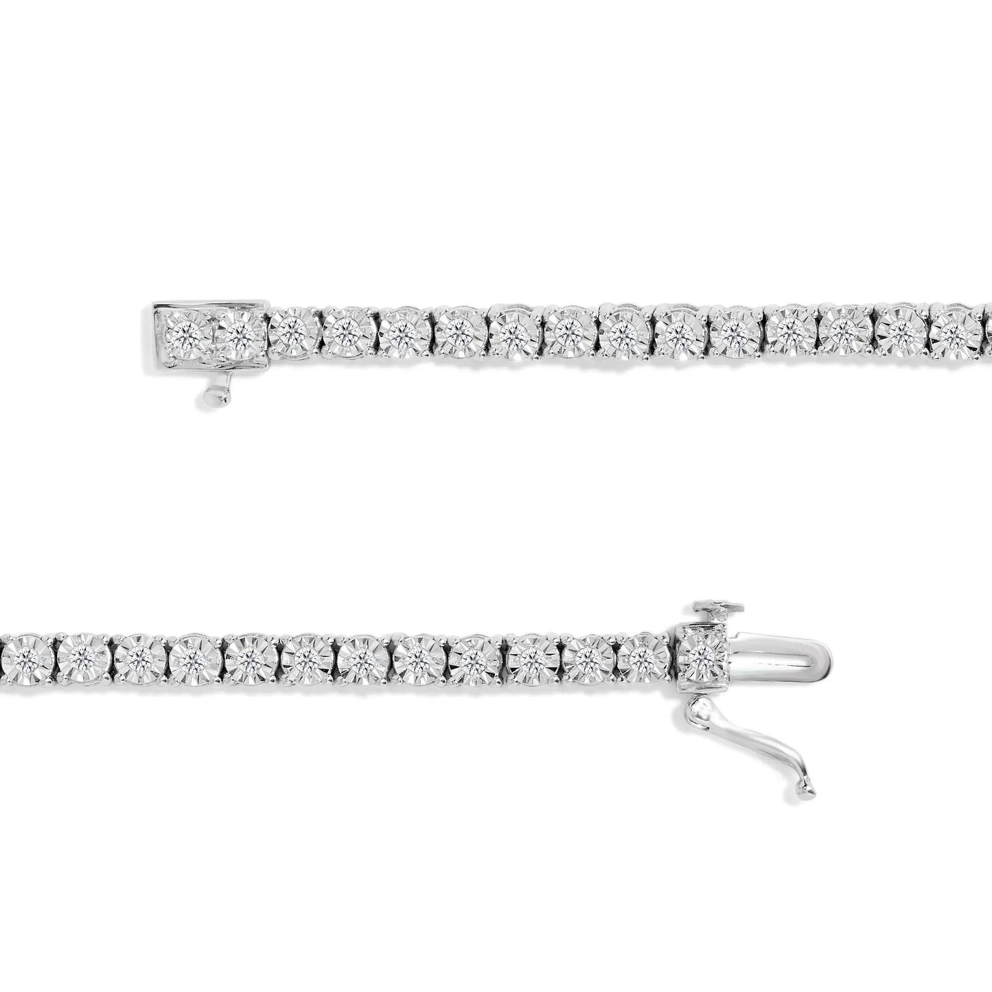 Sterling silver diamond tennis bracelet with bezel-set round diamonds, 1.0 cttw Miracle-Set, 7-inch length on Tampa Home & Garden Store