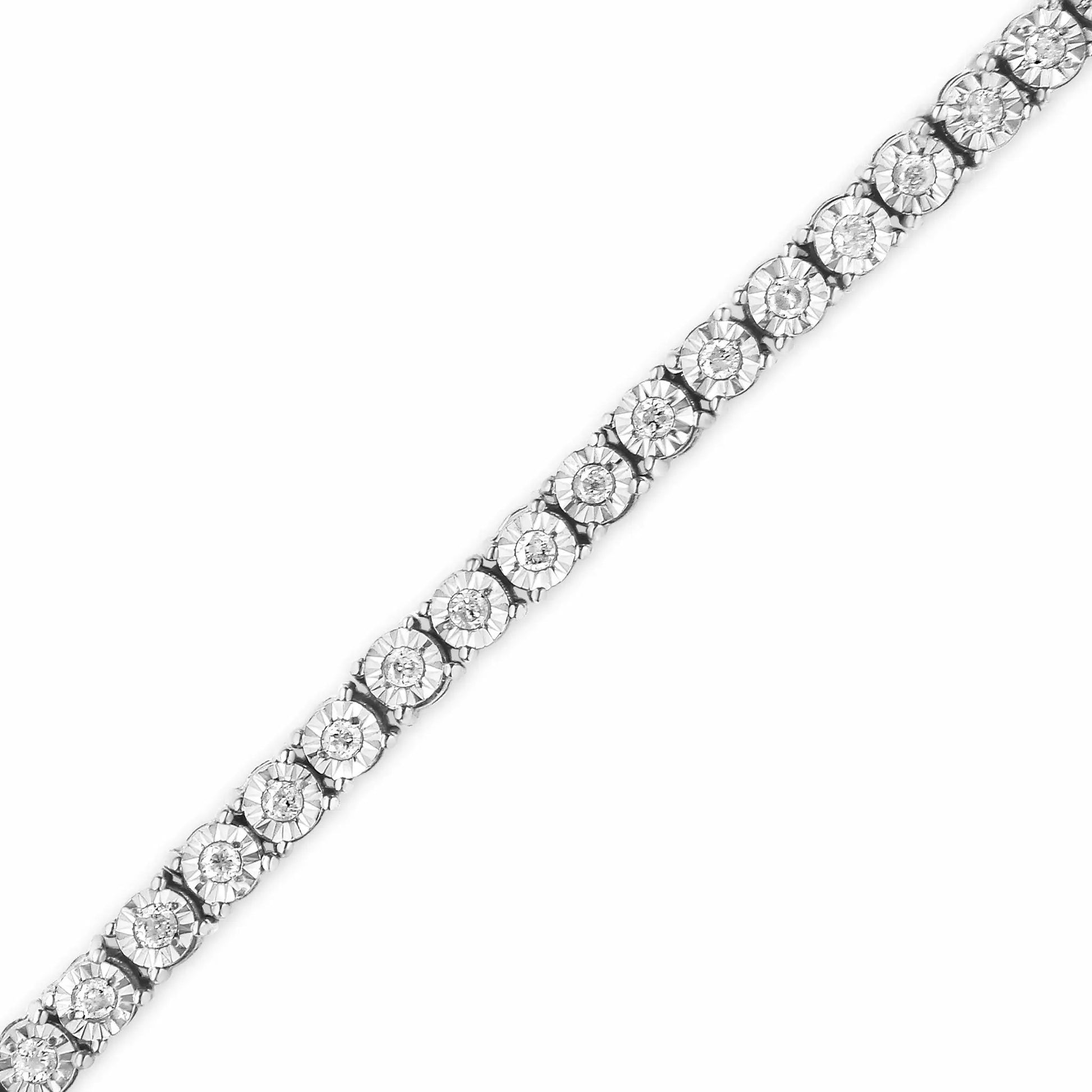 Miracle-Set diamond bezel tennis bracelet Sterling silver 1.0 Cttw I-J color 7inch on Tampa Home & Garden Store