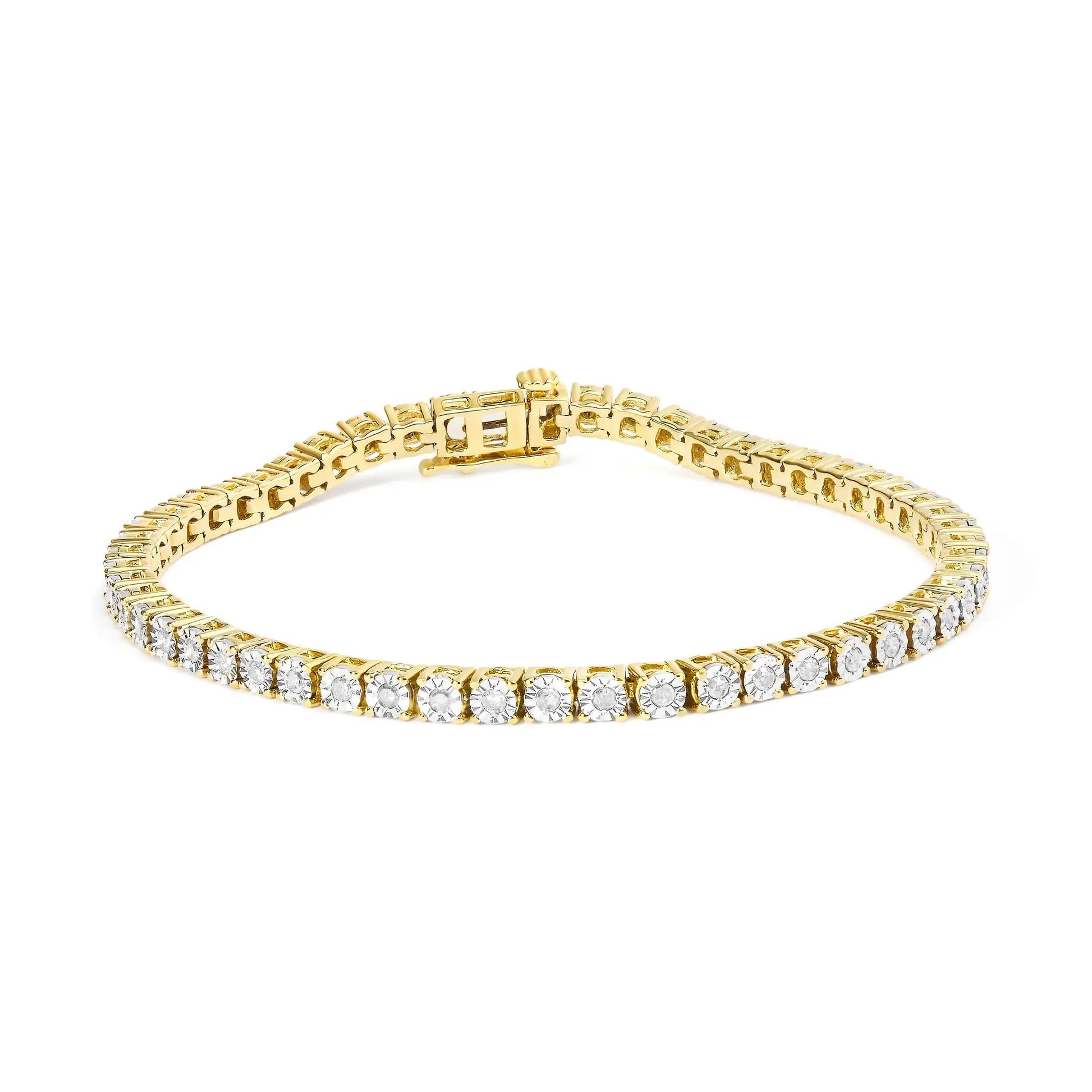 Gold-tone diamond bezel tennis bracelet with round stones 7-inch on Tampa Home & Garden Store