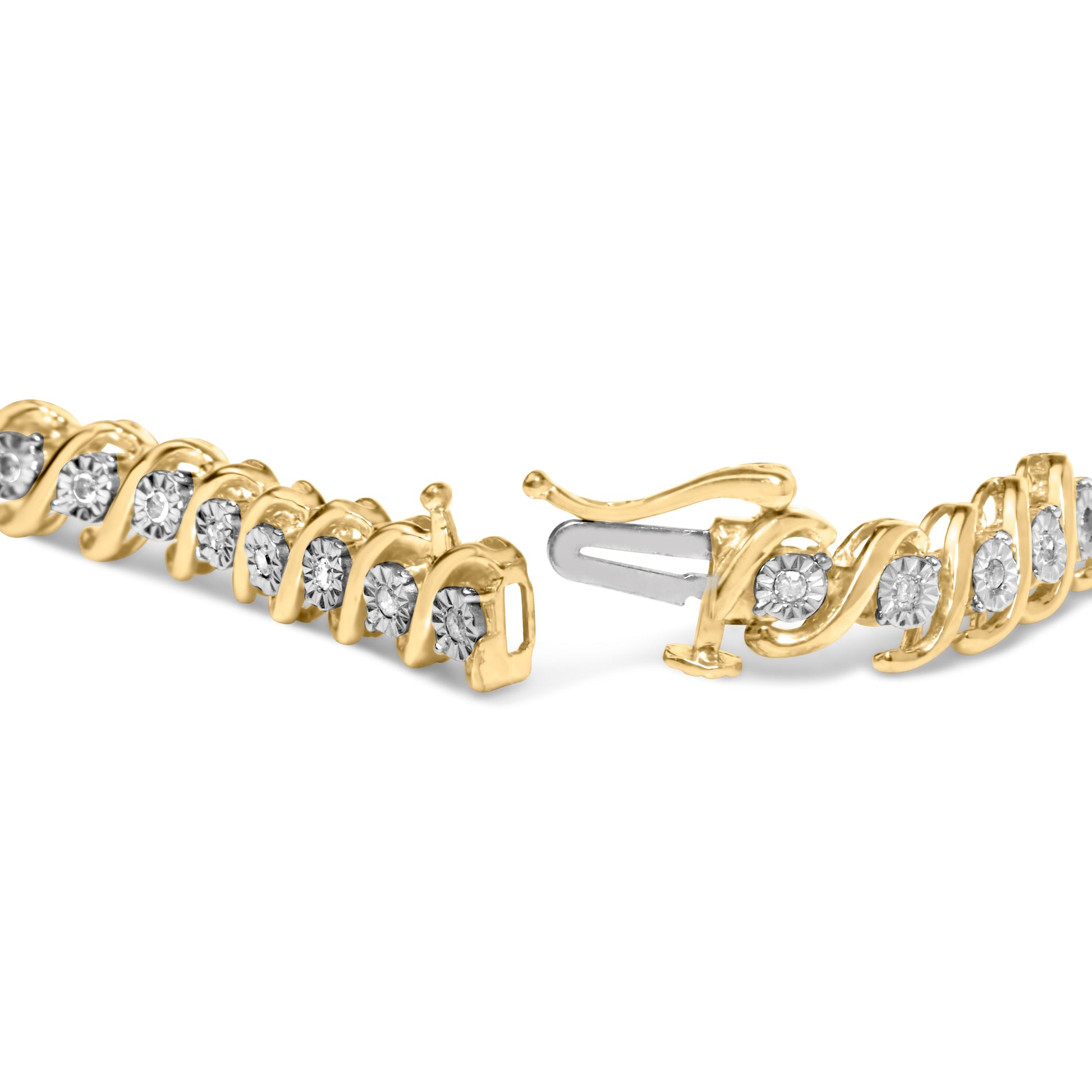 Bracelet S-curve diamond tennis bracelet 14K yellow gold plated over sterling silver with diamonds on Tampa Home & Garden Store