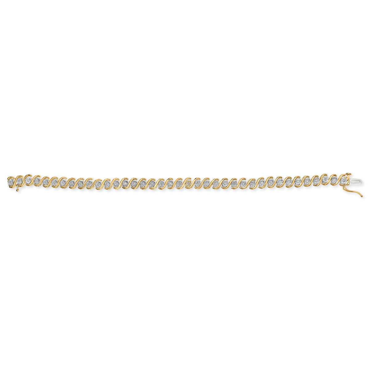 Tennis bracelet with 14K yellow gold plated sterling silver and diamonds S-curve design 7in on Tampa Home & Garden Store