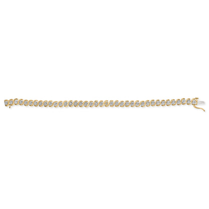 Tennis bracelet with 14K yellow gold plated sterling silver and diamonds S-curve design 7in on Tampa Home & Garden Store