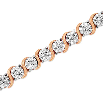 Tennis bracelet rose gold plated over .925 silver with diamonds, S-link, 7 in by Bids.com on Tampa Home & Garden Store