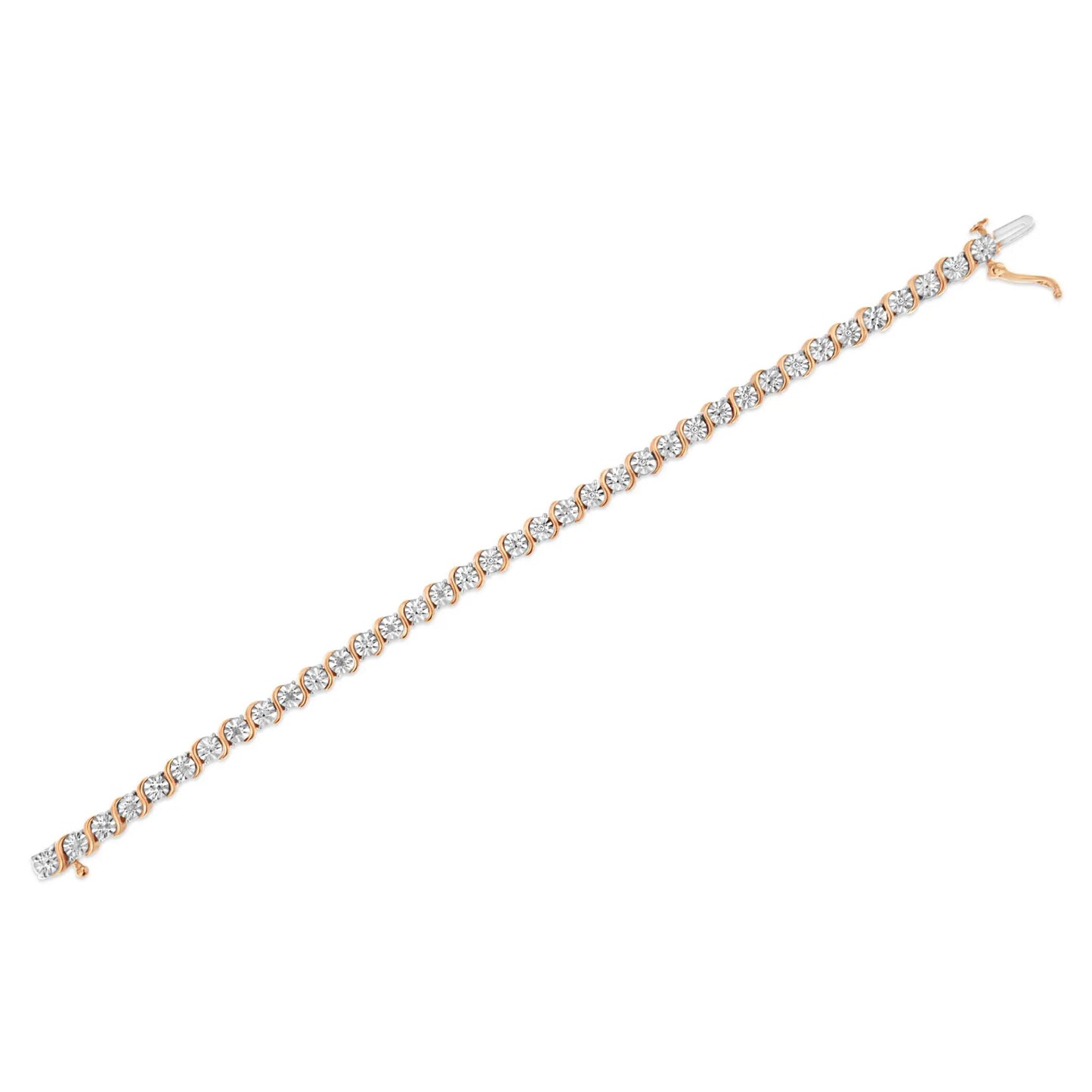 Rose gold plated sterling silver tennis bracelet with diamonds, S-link clasp, 7 in by Bids.com on Tampa Home & Garden Store