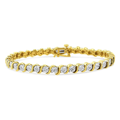 Tennis bracelet 14K rose gold plated with 1/10 cttw diamonds in S-link design, 7in on Tampa Home & Garden Store