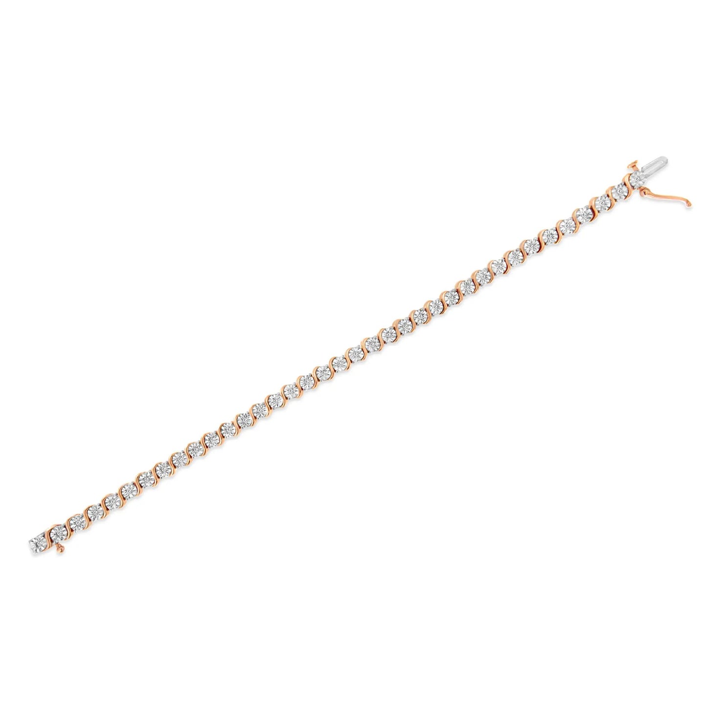 Diamond tennis bracelet in rose gold plated sterling silver with S-link design, 7 in length on Tampa Home & Garden Store