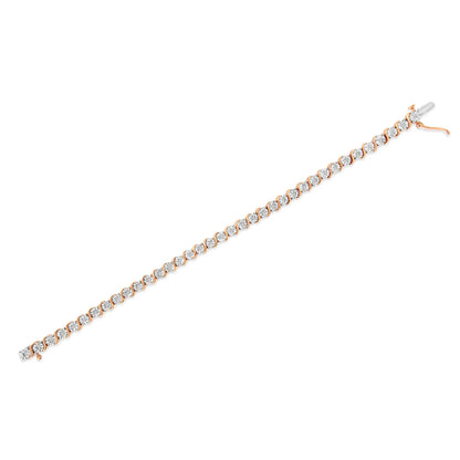 Diamond tennis bracelet in rose gold plated sterling silver with S-link design, 7 in length on Tampa Home & Garden Store
