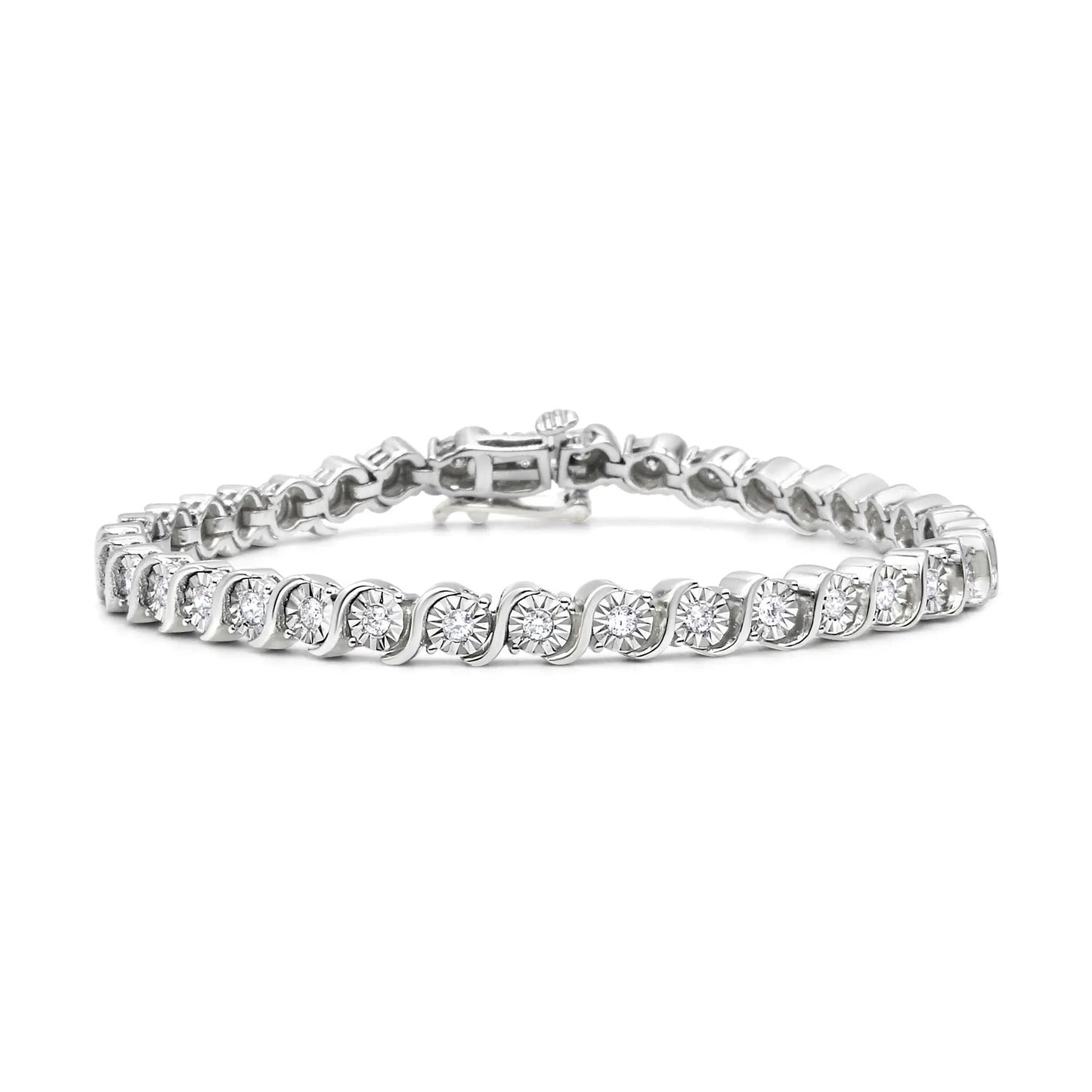 14K rose gold plated .925 silver tennis bracelet with 1/4 cttw diamonds, S-link, 7in on Tampa Home & Garden Store