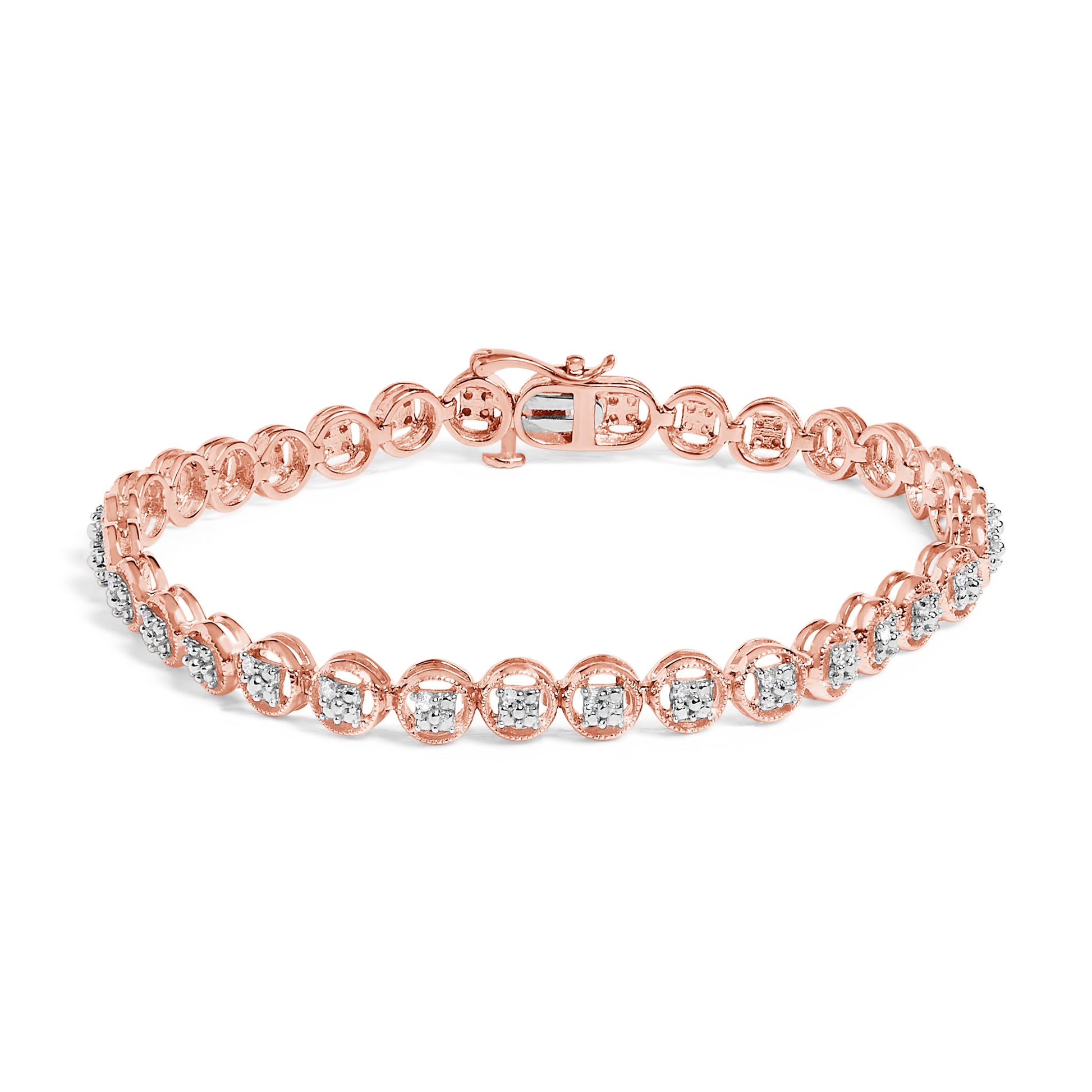 Rose gold open circle bead wheel link tennis bracelet by Bids.com with pavé diamonds on Tampa Home & Garden Store
