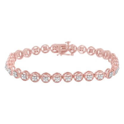 14K rose gold over .925 silver diamond tennis bracelet with open circle wheel links on Tampa Home & Garden Store