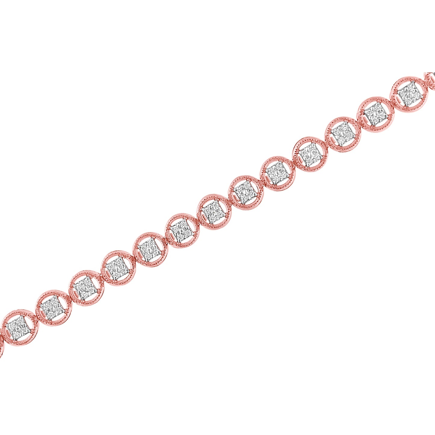 14K rose gold over silver bracelet with open circle wheel links and diamond accents on Tampa Home & Garden Store