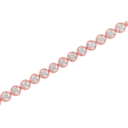 14K rose gold over silver bracelet with open circle wheel links and diamond accents on Tampa Home & Garden Store
