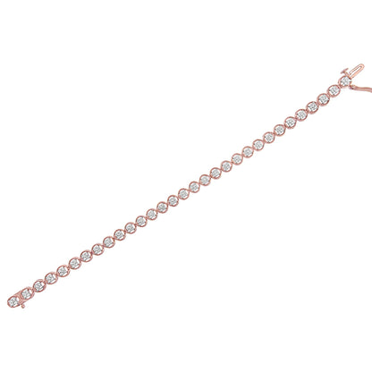 14K rose gold over sterling silver diamond tennis bracelet with open circle wheel links 7 inch I-J color I2-I3 clarity on Tampa Home & Garden Store