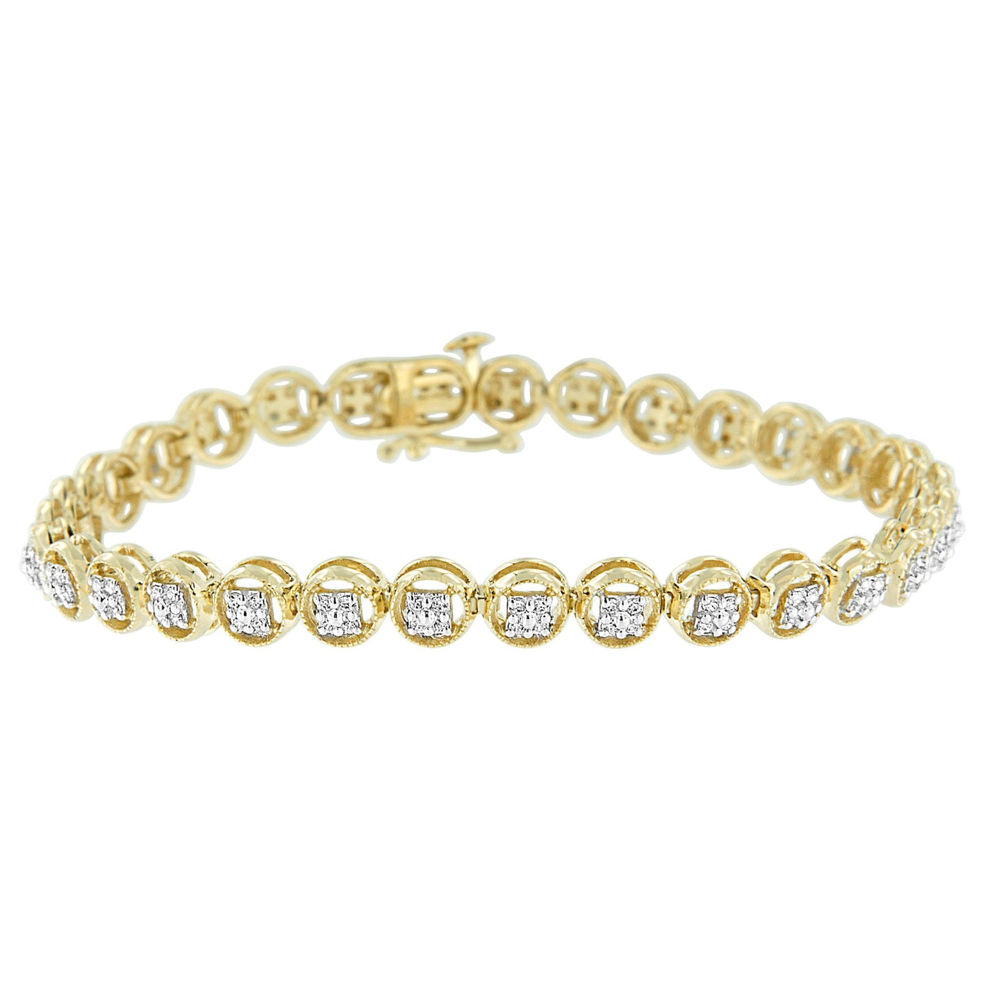 Bracelet: 14K rose gold over sterling silver tennis bracelet with circle links and diamonds on Tampa Home & Garden Store
