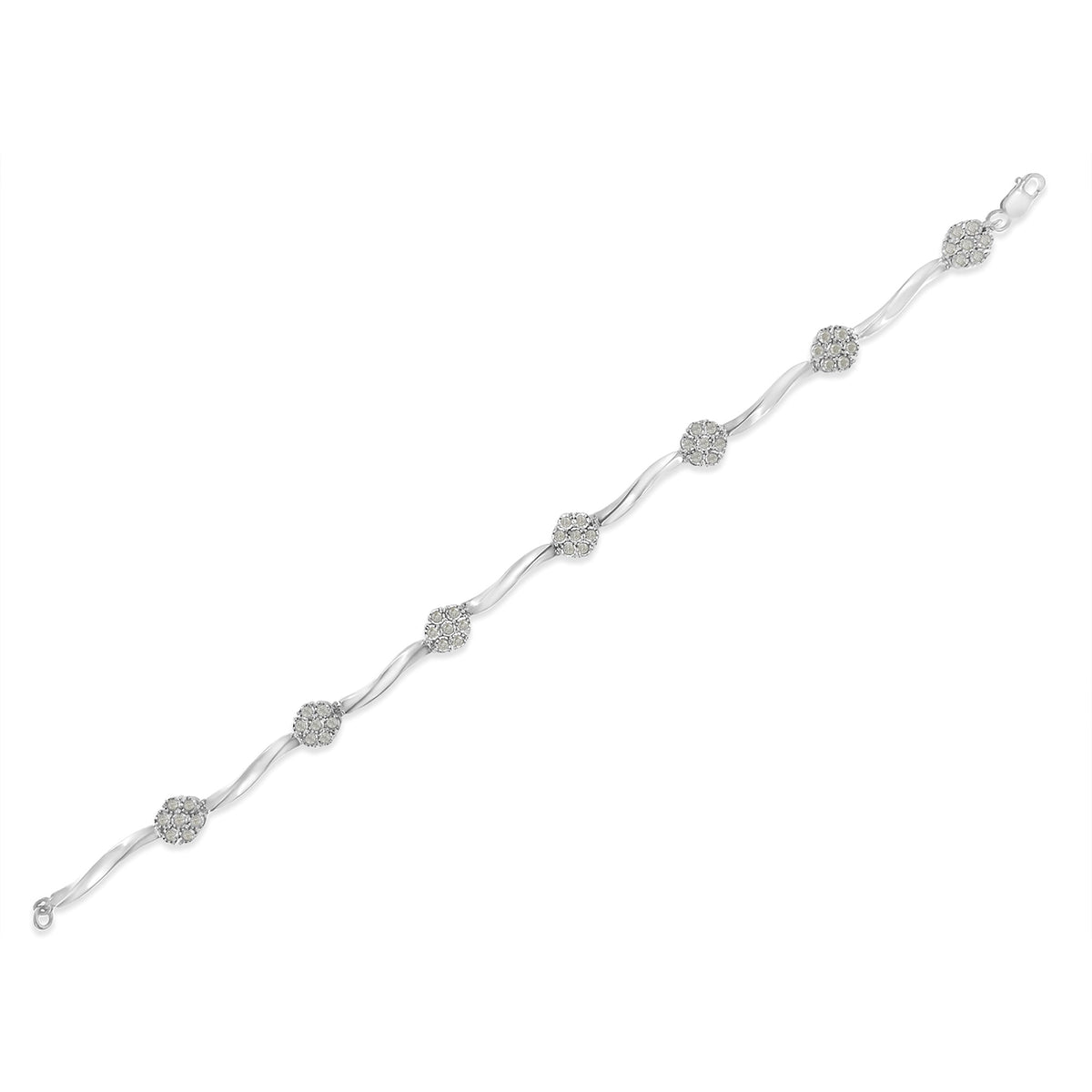 Bracelet .925 sterling 1.0 cttw diamond clusters on a twisted tennis band 7in on Tampa Home & Garden Store