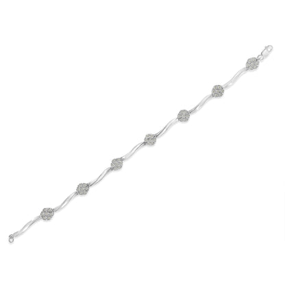 Bracelet .925 sterling 1.0 cttw diamond clusters on a twisted tennis band 7in on Tampa Home & Garden Store