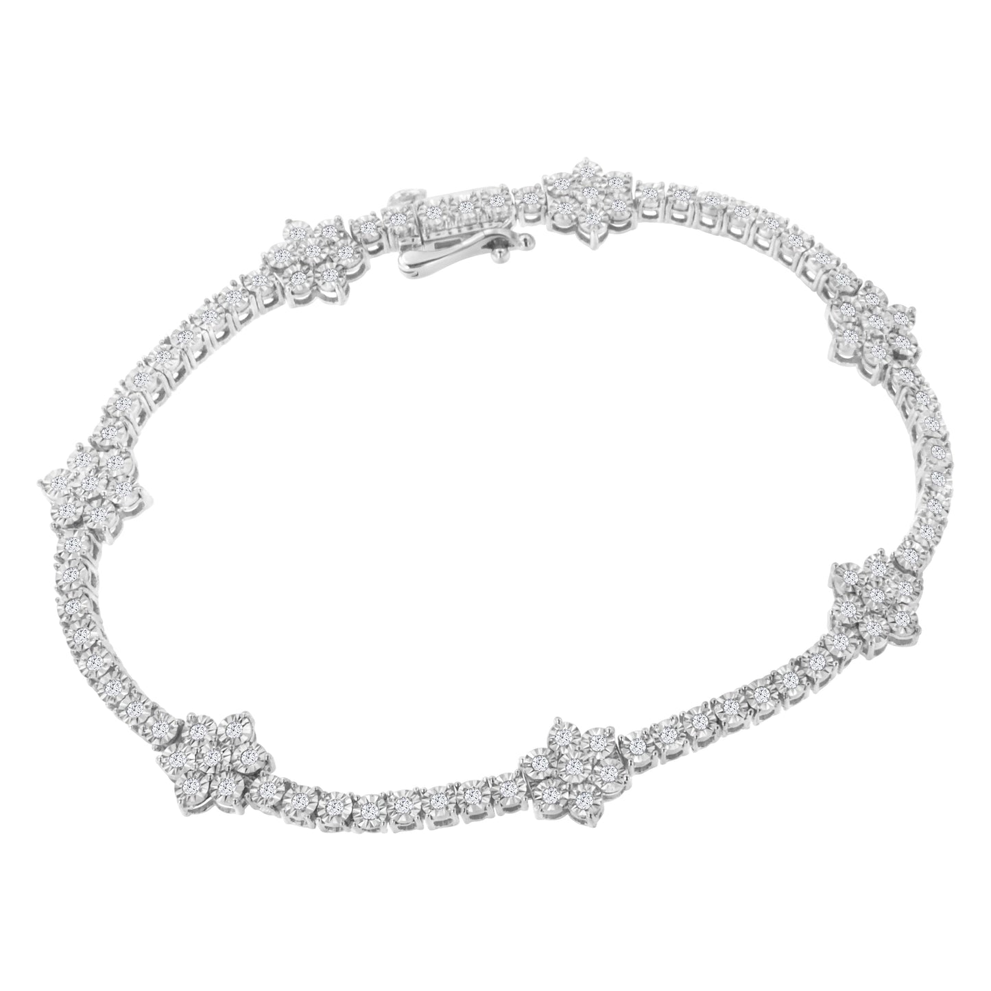 Sterling silver 1.0 cttw Miracle-Set diamond floral tennis bracelet I-J 7-1/2 in Bids.com on Tampa Home & Garden Store