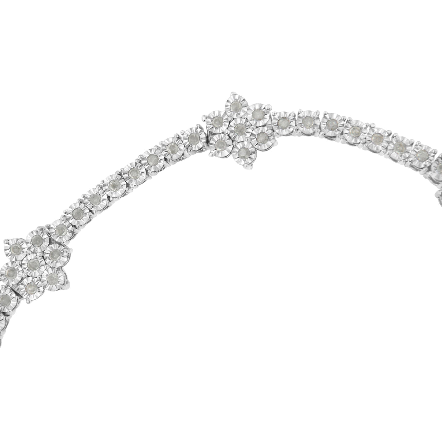 Bracelet .925 Sterling Silver 1.0 ctw Miracle-Set Diamond Floral Tennis I-J color on Tampa Home & Garden Store