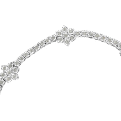 Bracelet .925 Sterling Silver 1.0 ctw Miracle-Set Diamond Floral Tennis I-J color on Tampa Home & Garden Store