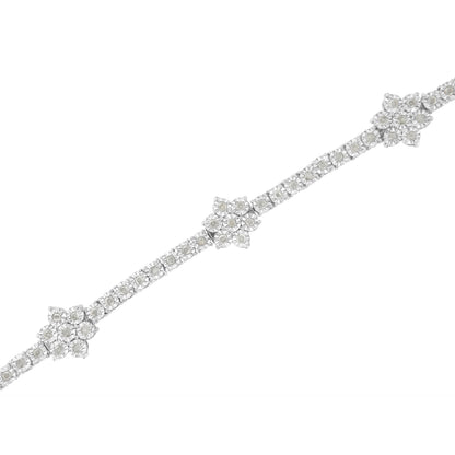 Sterling silver floral diamond tennis bracelet, 1.0 cttw, I-J color I3 clarity, 7-1/2 in on Tampa Home & Garden Store