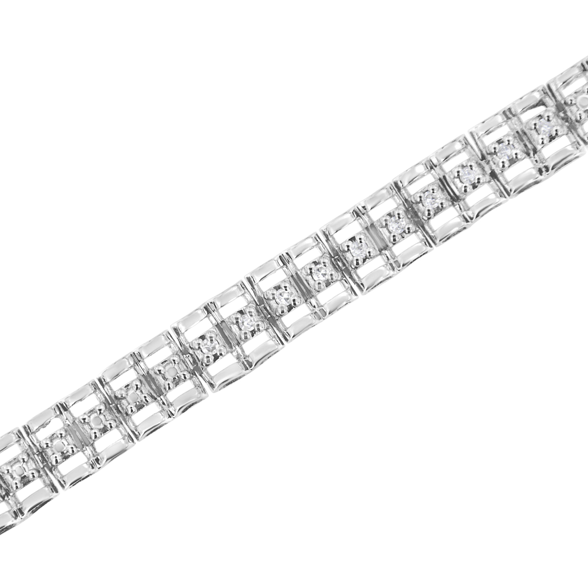 Sterling silver diamond double-link tennis bracelet, 7in, 1/10ctw, I-J I3 clarity, Bids.com on Tampa Home & Garden Store
