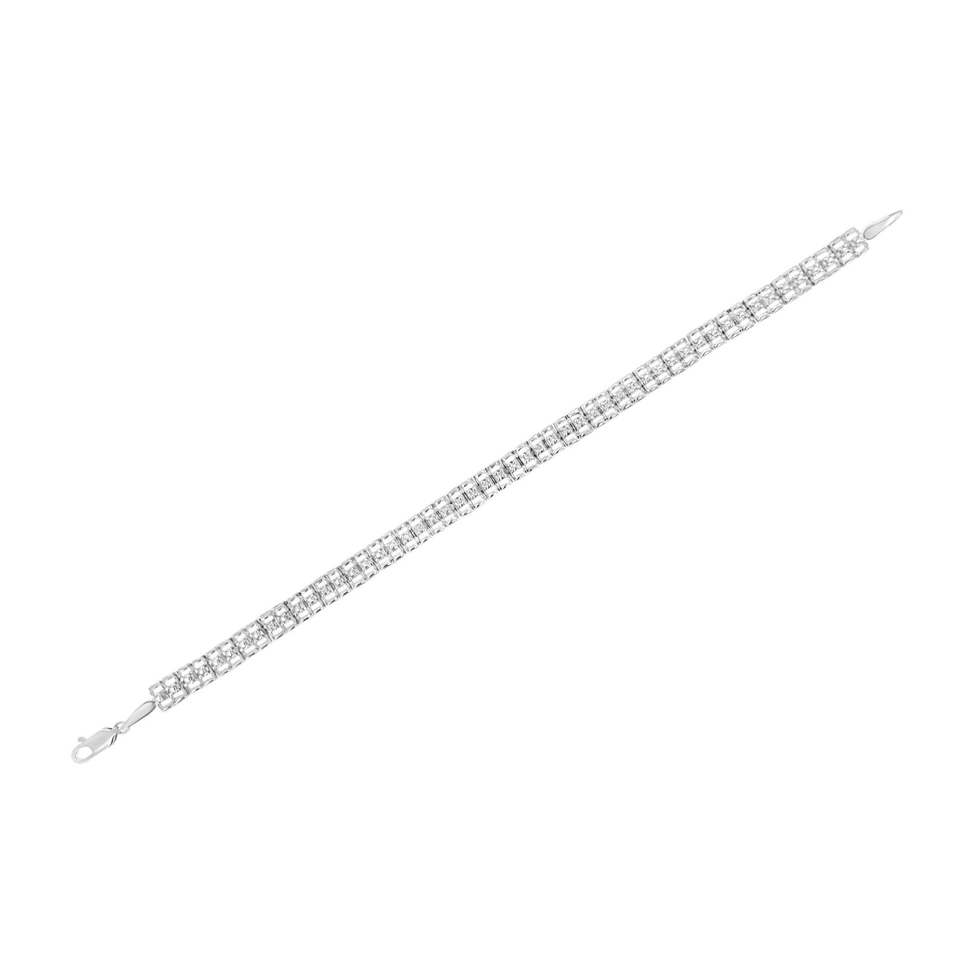 Diamond double-link Rolex tennis bracelet in .925 sterling silver with 1/10 cttw, 7in, I-J color on Tampa Home & Garden Store