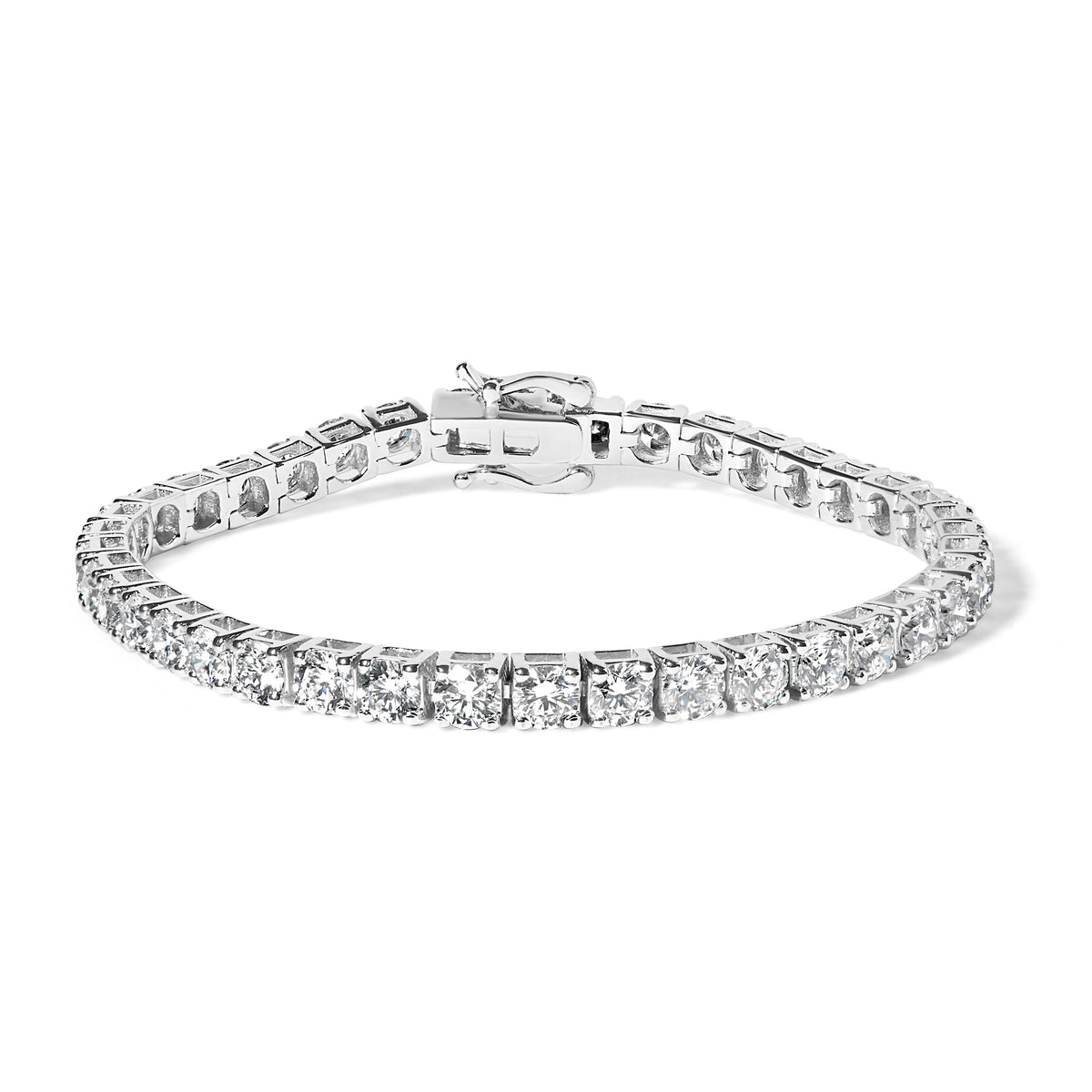 14K white gold lab-grown diamond tennis bracelet with prong-set round stones on Tampa Home & Garden Store