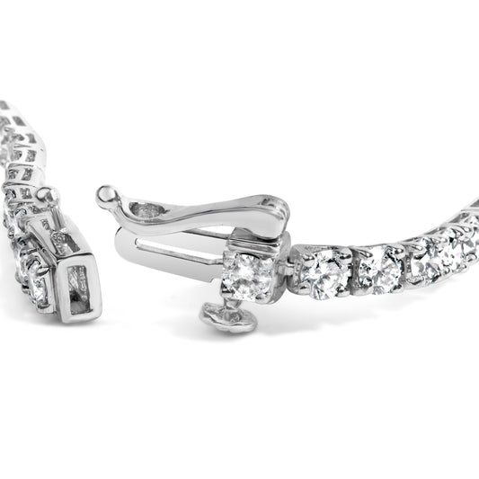14K white gold diamond tennis bracelet closeup with pavé diamonds and secure clasp on Tampa Home & Garden Store