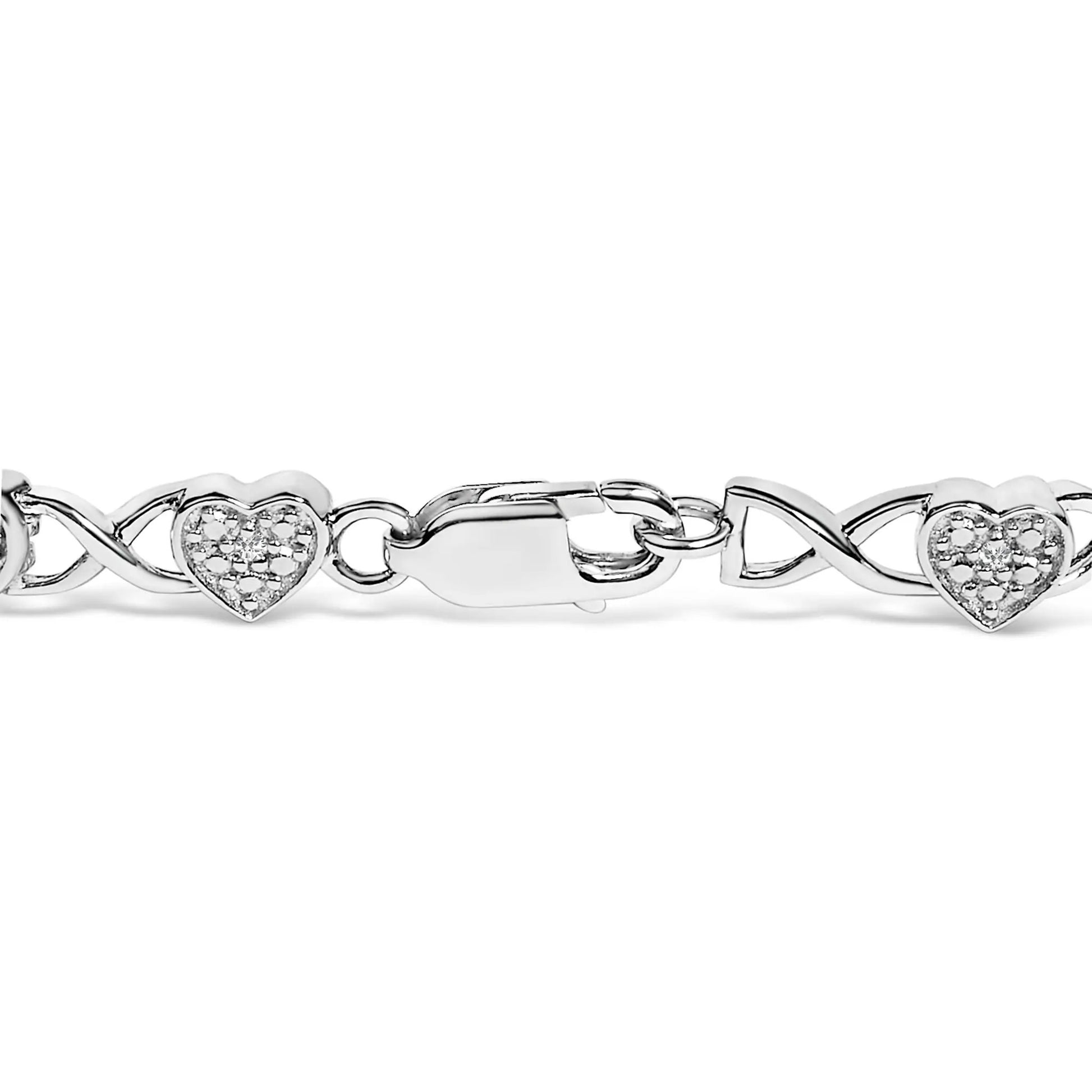 Bracelet .925 sterling silver heart-link chain with diamonds, Bids.com, I-J I3, 7.25 in on Tampa Home & Garden Store