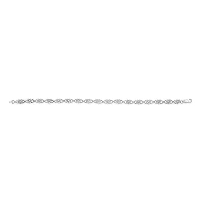 Sterling silver heart-link bracelet with diamond accents, I-J color, I3 clarity, 7.25 in length on Tampa Home & Garden Store