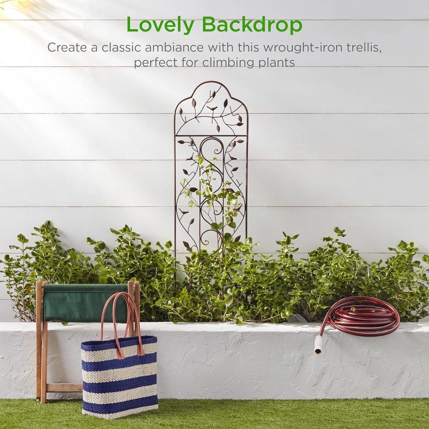 60-inch Tall Outdoor Iron Garden Trellis in Bronze Metal Finish - Tampa Home & Garden Store