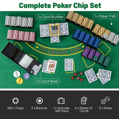 600 Piece Poker Chip Set With 14g Claytec Chips