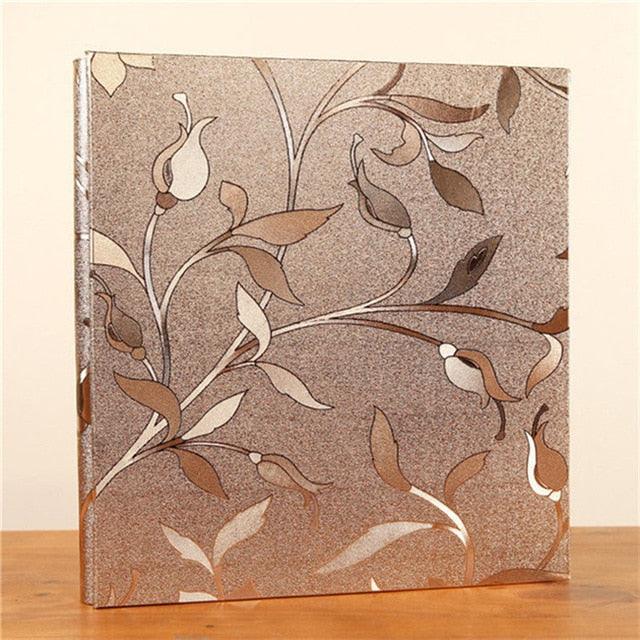 Stevvex 6-inch interstitial photo album with retro PU leather bronze floral cover on Tampa Home & Garden Store