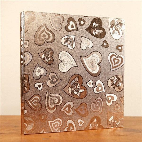Stevvex photo album 600-sheet 6-inch PU leather cover with brown heart pattern on Tampa Home & Garden Store