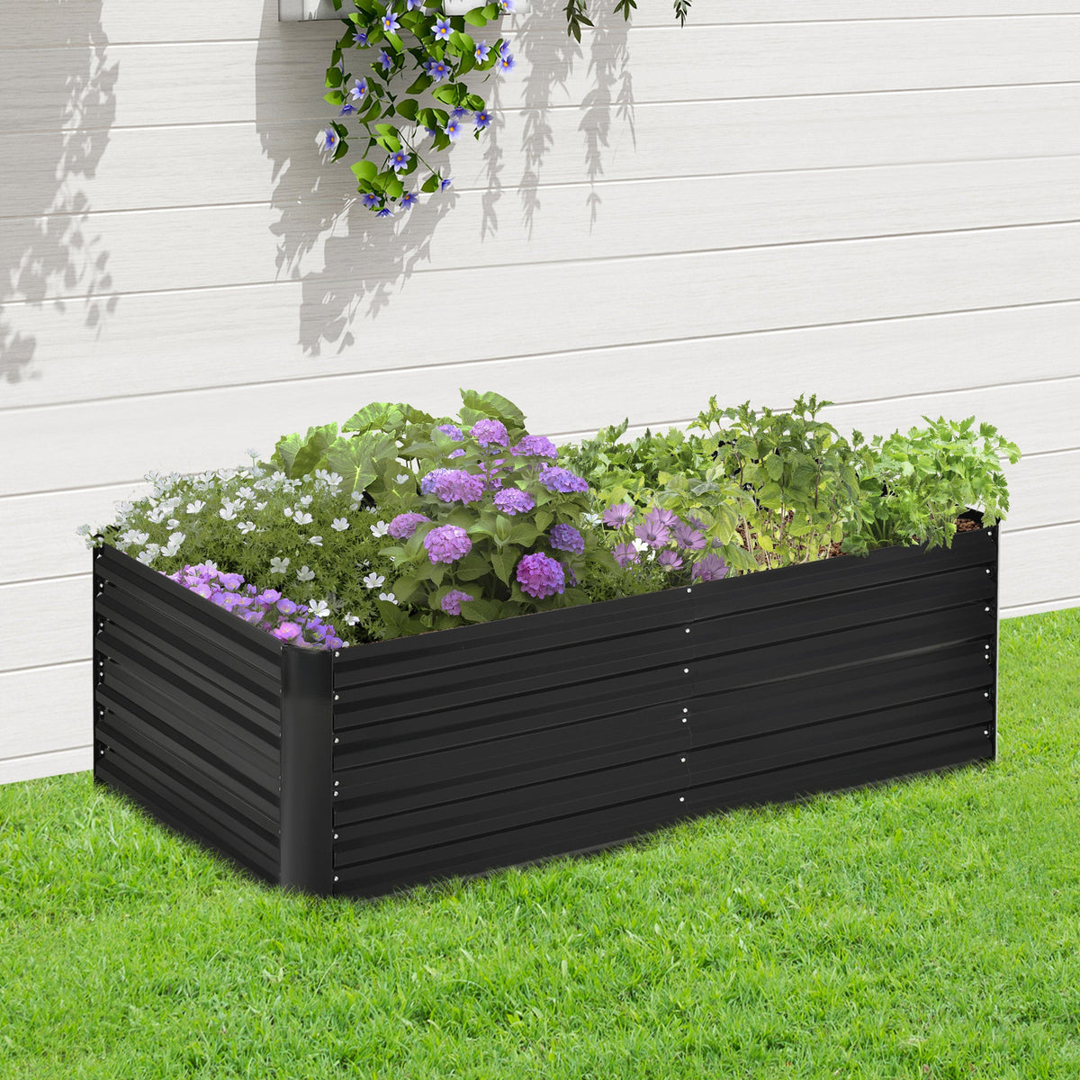 Galvanized raised garden bed kit in black with reinforcing bars by HouseOfZazla on Tampa Home & Garden Store