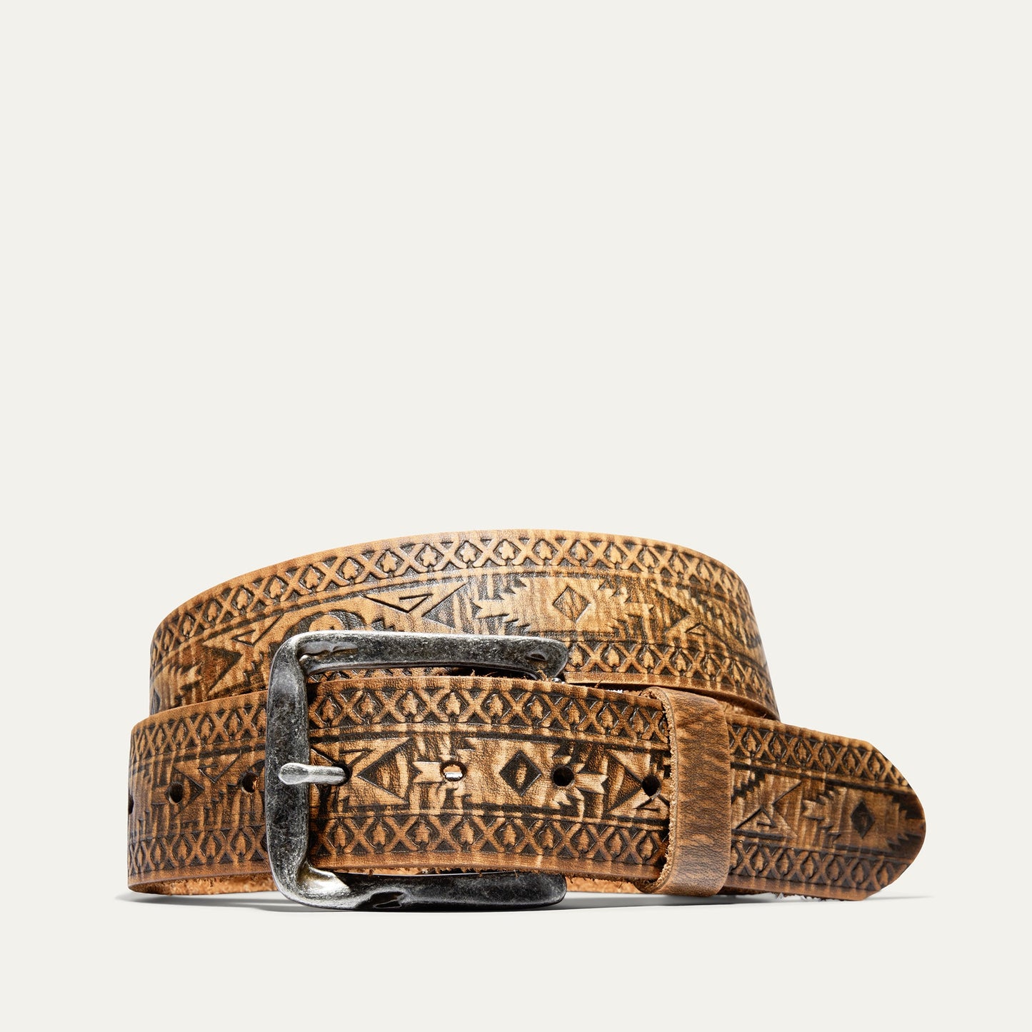 Freedom Wild One Belt by Will Leather Goods, brown embossed leather with silver buckle on Tampa Home & Garden Store