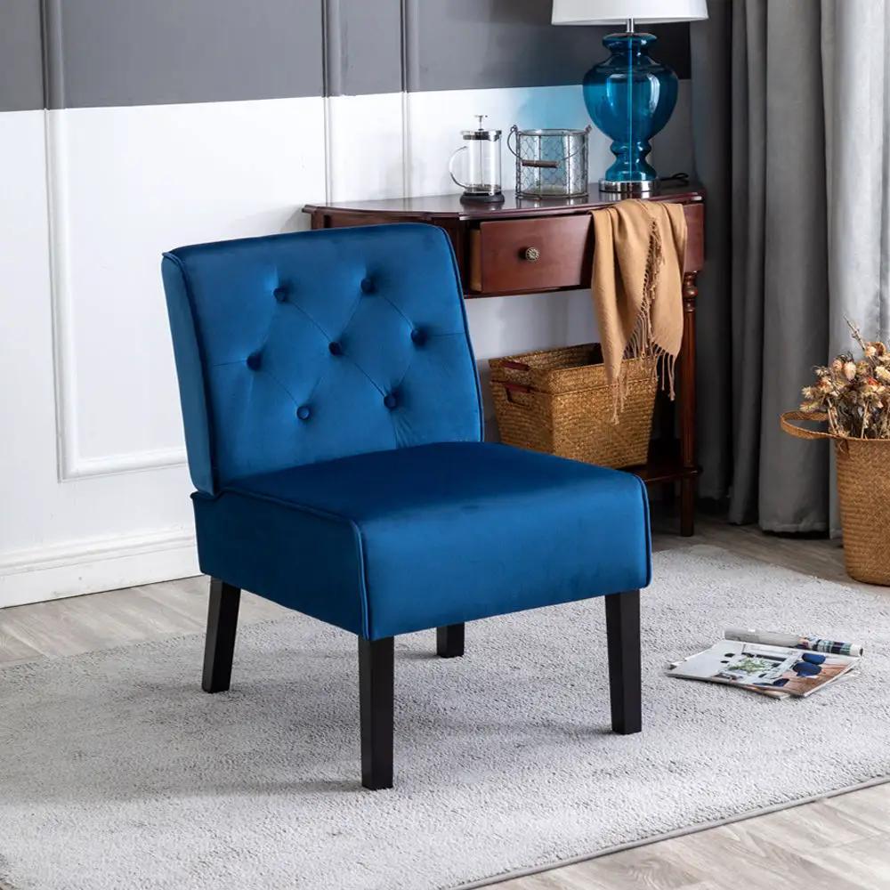Reese blue armless button tufted accent chairs set of 2 by Unique Piece Furniture on Tampa Home & Garden Store
