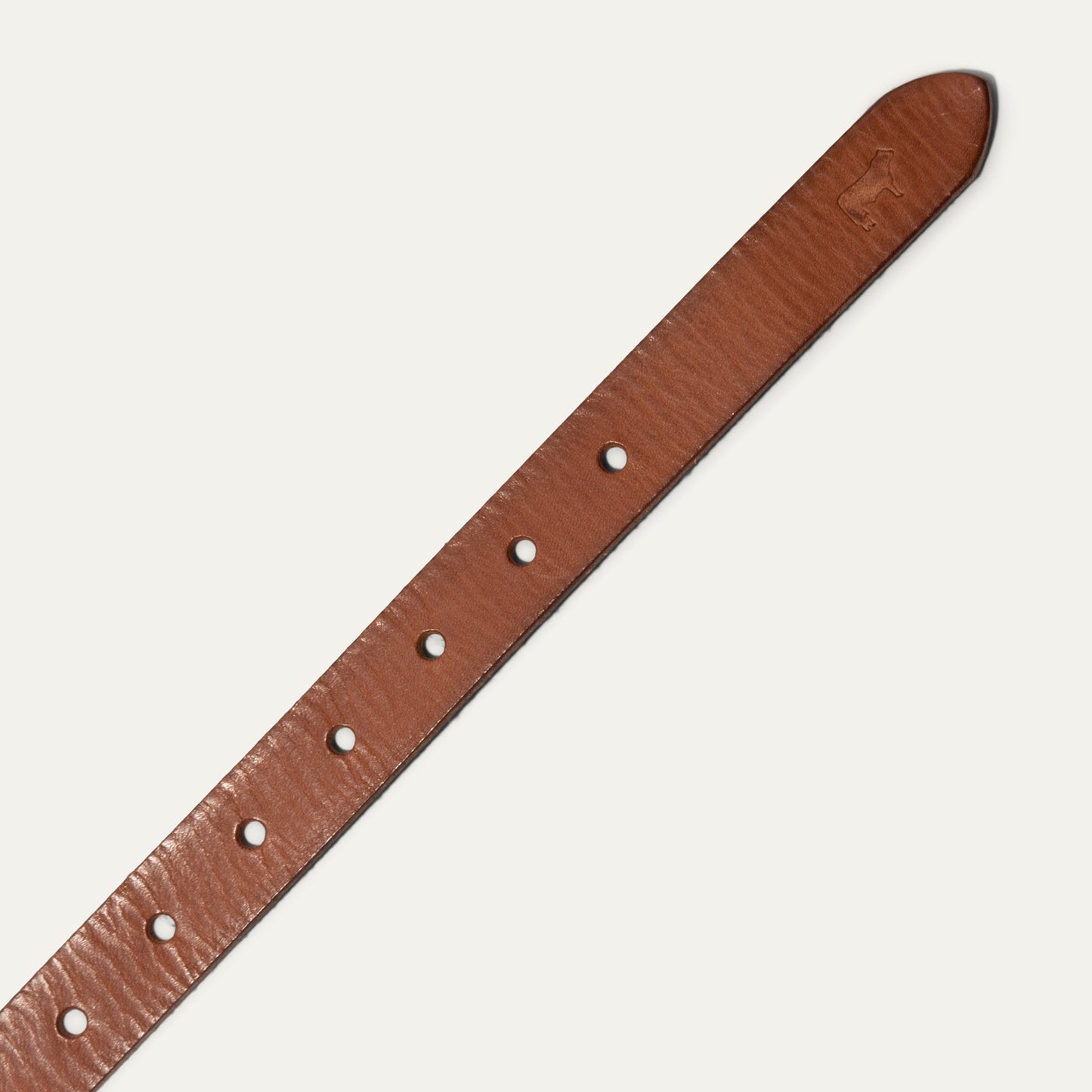 The Bridal Belt by Will Leather Goods, brown leather belt with punched holes and embossed logo on Tampa Home & Garden Store