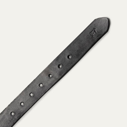 The Bridal Belt black leather belt by Will Leather Goods with punched holes, on Tampa Home & Garden Store