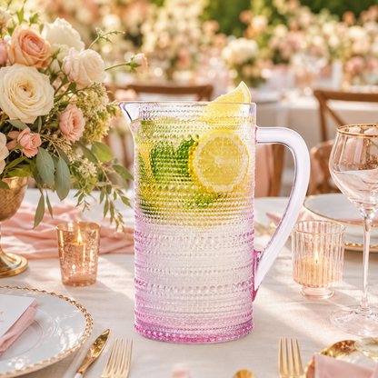 Textured Pink Hobnail Pitcher and Vintage Charm