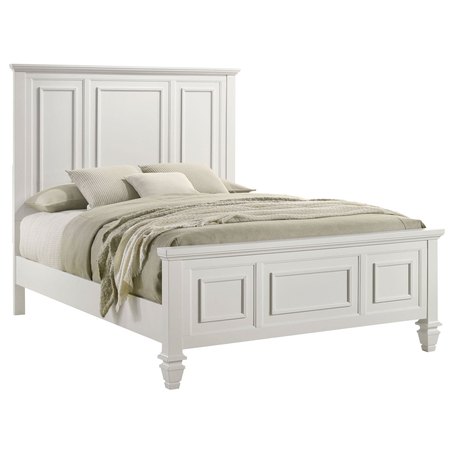 Queen panel bed in white with structured headboard and footboard by HouseOfZazla on Tampa Home & Garden Store