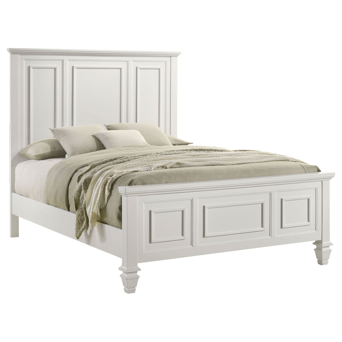 Queen panel bed in white with structured headboard and footboard by HouseOfZazla on Tampa Home & Garden Store